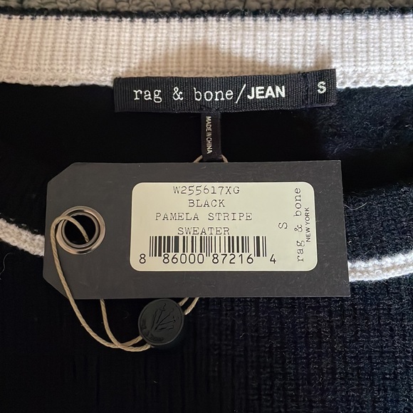 Rag&Bone Jean women’s Pamela wool sweater black/cream Size S NWT - Picture 6 of 9